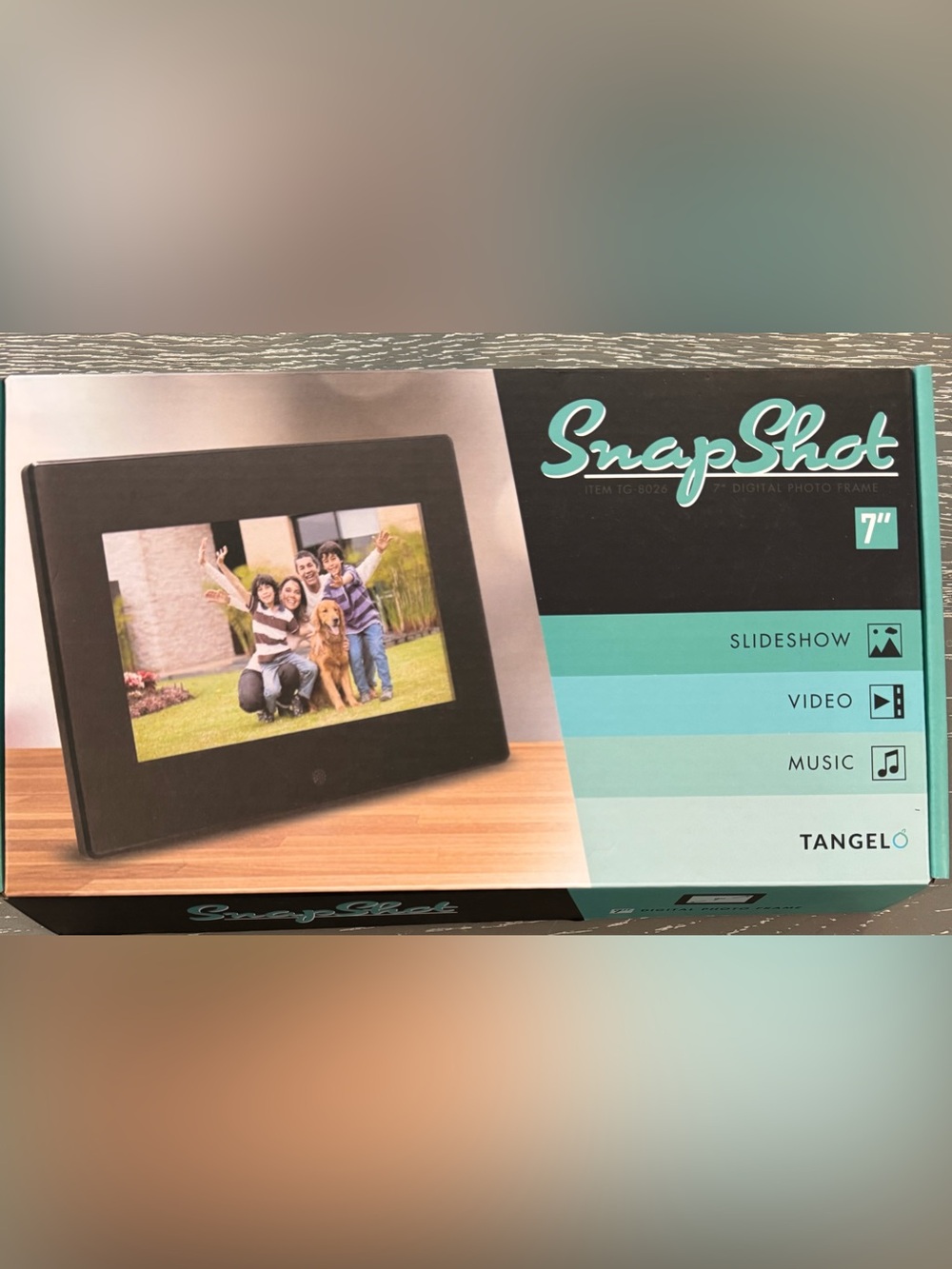 Angel SnapShot 7" Digital Photo Frame - Black with Teal Accents